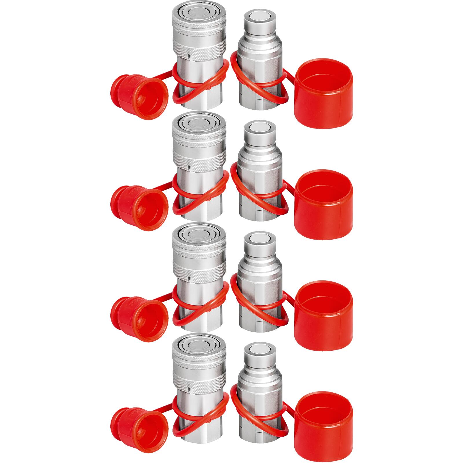Front. VEVOR - Hydraulic Coupler 1/2 Body with 1/2" NPT Thread 27.6 MPa Hydraulic Quick Connect Hydraulic Coupling Quick Connect - Silver;Red.
