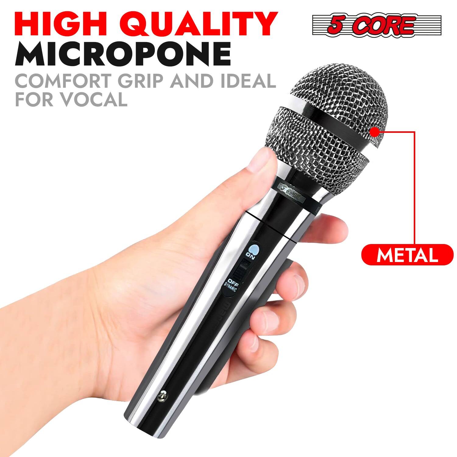 HIGH QUALITY 5 CORE MICROPHONE WITH COMFORT GRIP AND IDEAL FOR VOCAL.