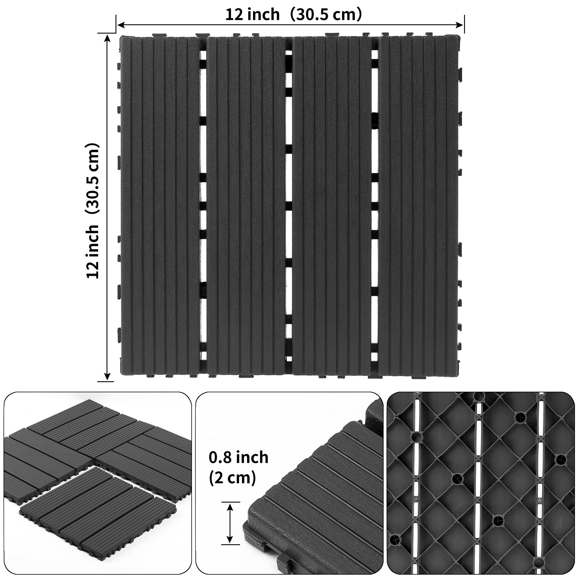 12 inch (30.5 cm)  
12 inch (30.5 cm)  
0.8 inch (2 cm)