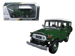 Toyota FJ40 Top 1/24 Diecast Model Car by Motormax - Dark Green With White