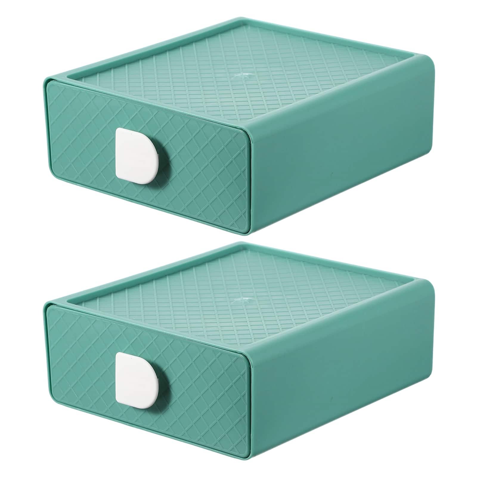 Unique Bargains - 2pcs Stackable Storage Drawers for Desktop, Plastic Desk Organizer with Drawers for Office Bathroom - Green price history on PriceWatchPro