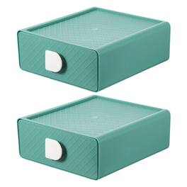 Unique Bargains - 2pcs Stackable Storage Drawers for Desktop, Plastic Desk Organizer with Drawers for Office Bathroom - Green