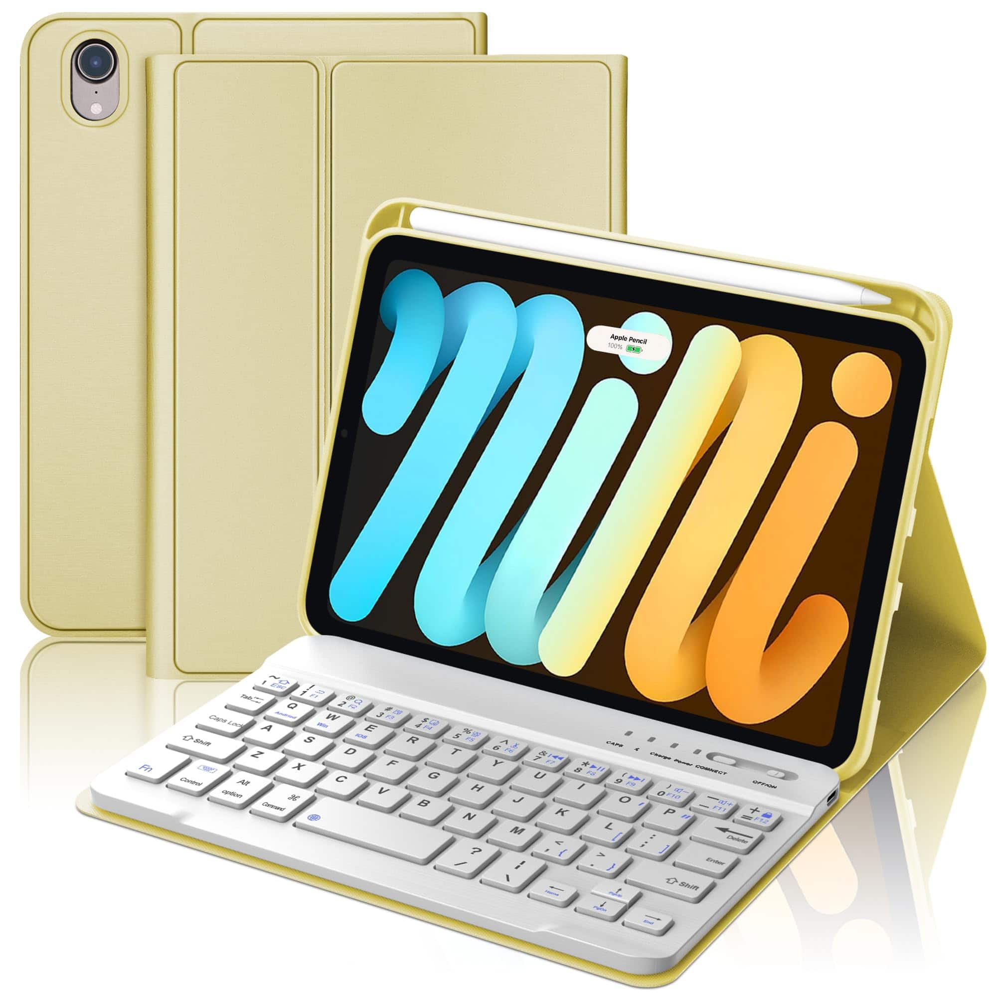 Pacoar Cade - Ipad Mini 7th (a17 Pro 2024) Case For 6th Gen2021-8.3in Wireless Keypad A17 8.3'' With Pen Slot Smart Cover Mini-7/6 - Yellow