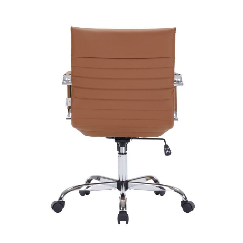 Alt View 6. LeisureMod - Harris Mid-Back Leather Office Chair Adjustable Height Tilt Computer Task Chair with 360-Degree Swivel - Light Brown.