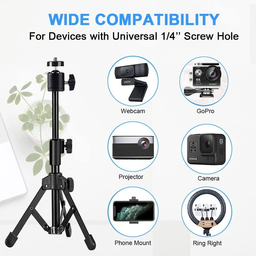 WIDE COMPATIBILITY  
For Devices with Universal 1/4" Screw Hole  

- Webcam  
- GoPro  
- Projector  
- Camera  
- Phone Mount  
- Ring Right