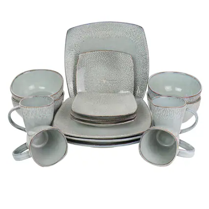 Front. Meritage - Meritage 16 Piece Stoneware Dinnerware Set in Gray (Service for 4) - Gray.