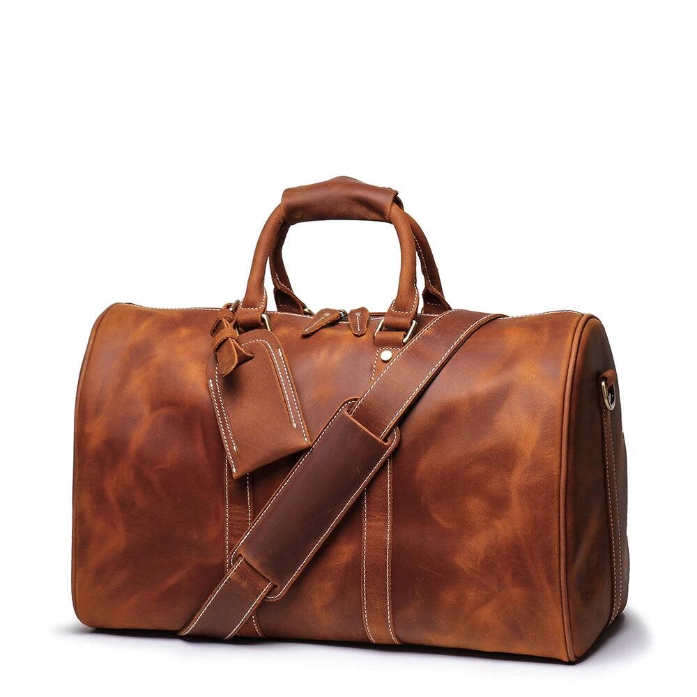 Back. Steel Horse Leather - The Brandt Weekender | Small Leather Duffle Bag - Brown.