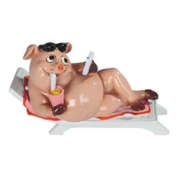 FC Design - 7.25"W Piggy Sunbathing Figurine Statue Office Desk Tabletop Home Decor Gift - Multi-Color