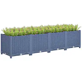Outsunny - Raised Garden Bed, 5 x 1 x 1 ft Outdoor Flower Box with Drainage Holes for Vegetables - Blue