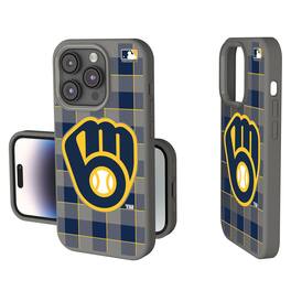 Keyscaper - MLB - Milwaukee Brewers - Plaid Soft Touch iPhone Case - 15 - Gray
