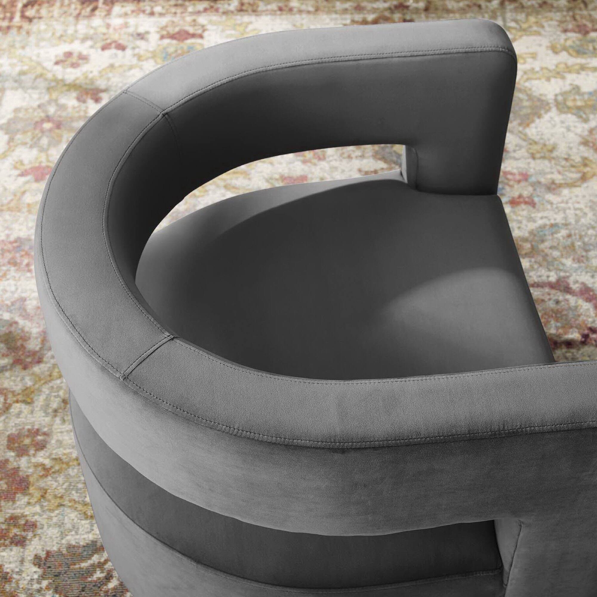 Alt View 5. Modway - Spin Cutaway Performance Velvet Swivel Armchair by Modway - Gray.