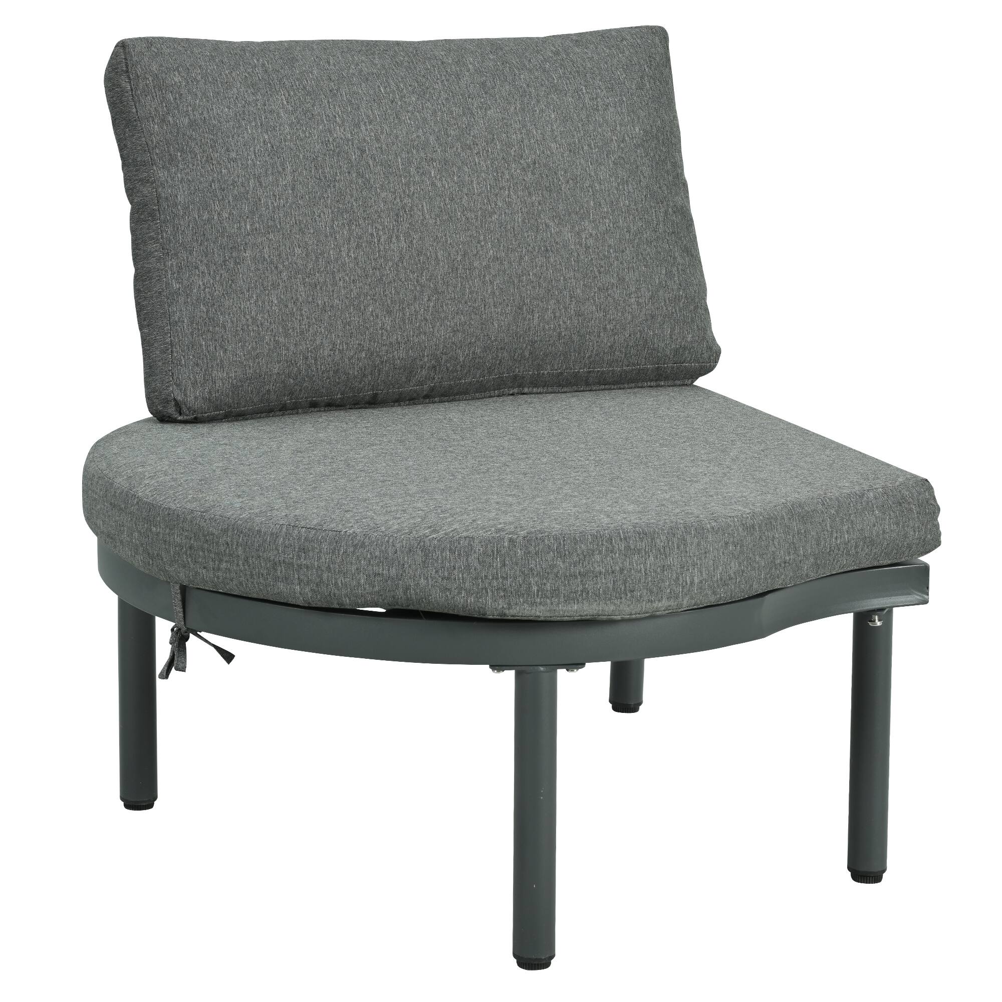 Alt View 9. Siljoy - 6-Piece Half Moon Wicker Patio Set, Gray, 2 Coffee Tables with Tempered Glass, Cushions & Pillows - Gray.