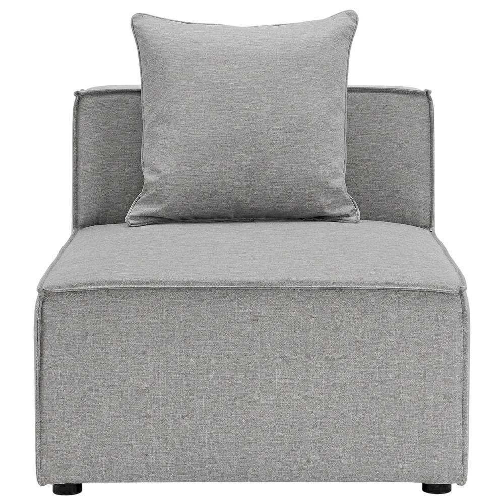 Back. Outdoor Escape - Outdoor Patio Upholstered Armless Sofa Chair With Cushioned Seat And Backrest - Gray.
