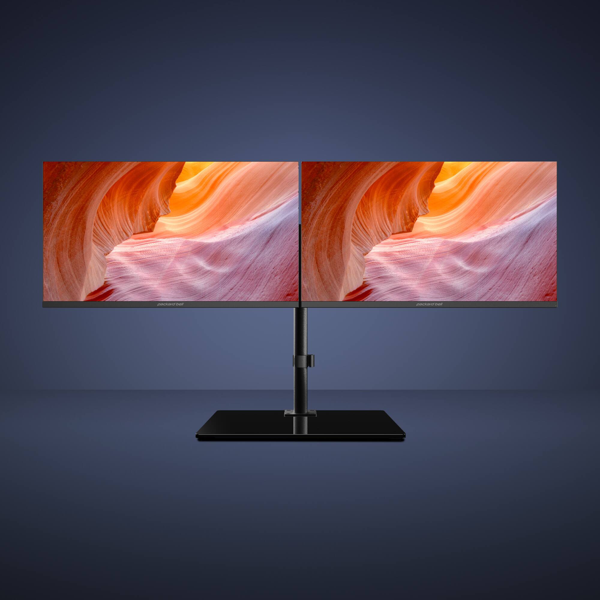 Angle. Packard Bell - Packard Bell airFrame Workstation – 2× 21" FHD Monitors + VESA Mount - Black.