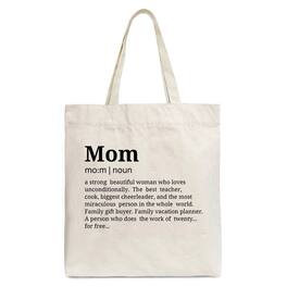 OrnamentallyYou - Personalized Mom Definition Canvas Tote Bag, Funny Mothers Day Gift Shopper - Beige
