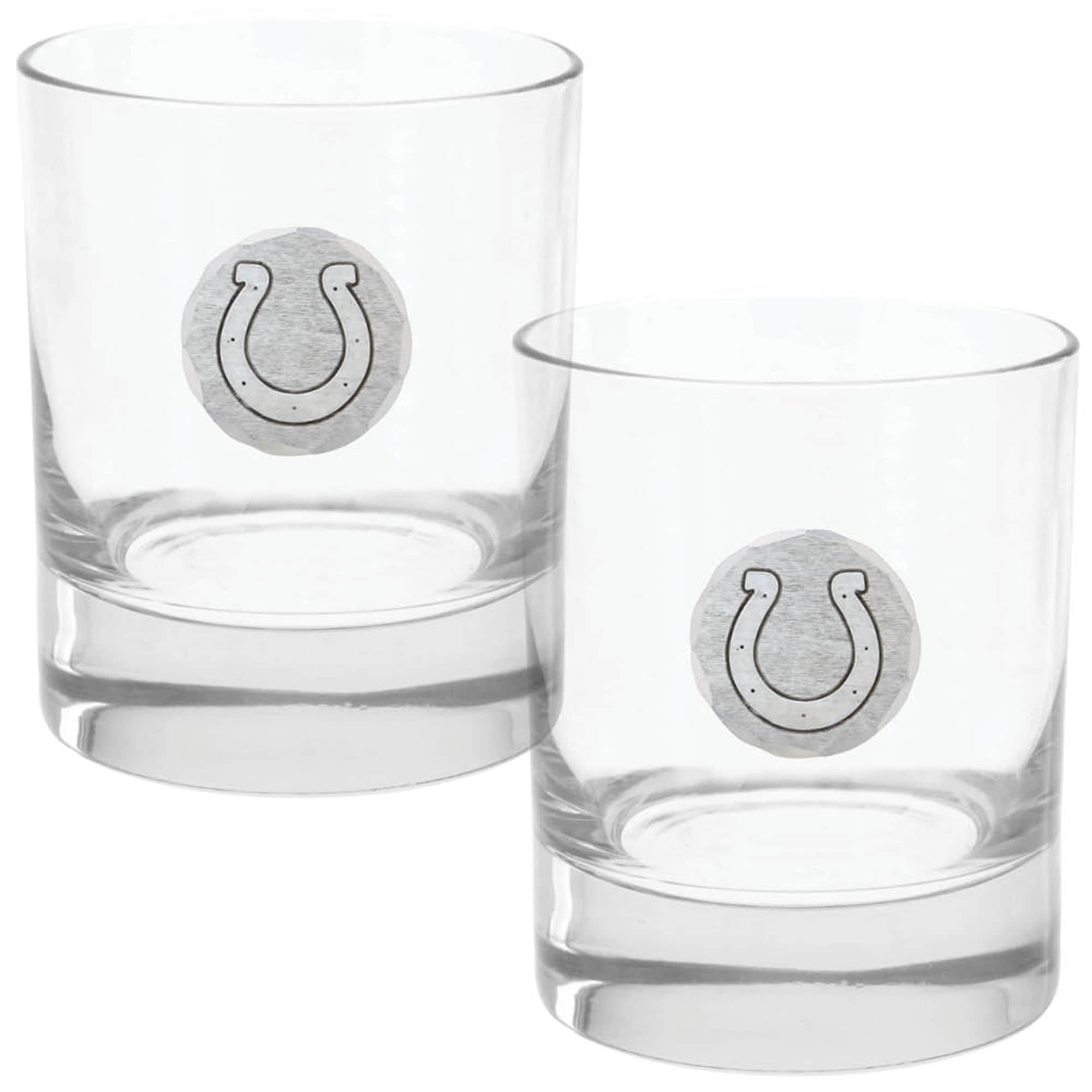 Front. Wendell August Forge - Indianapolis Colts Two-Piece 11oz. Rocks Glass Set - Multicolor.