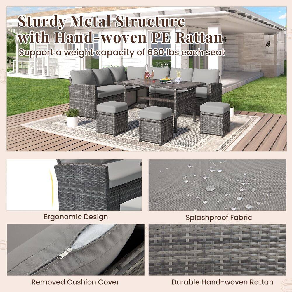 Sturdy Metal Structure with Hand-woven PE Rattan  
Support a weight capacity of 660 lbs each seat  

Ergonomic Design  

Splashproof Fabric  

Removed Cushion Cover  

Durable Hand-woven Rattan