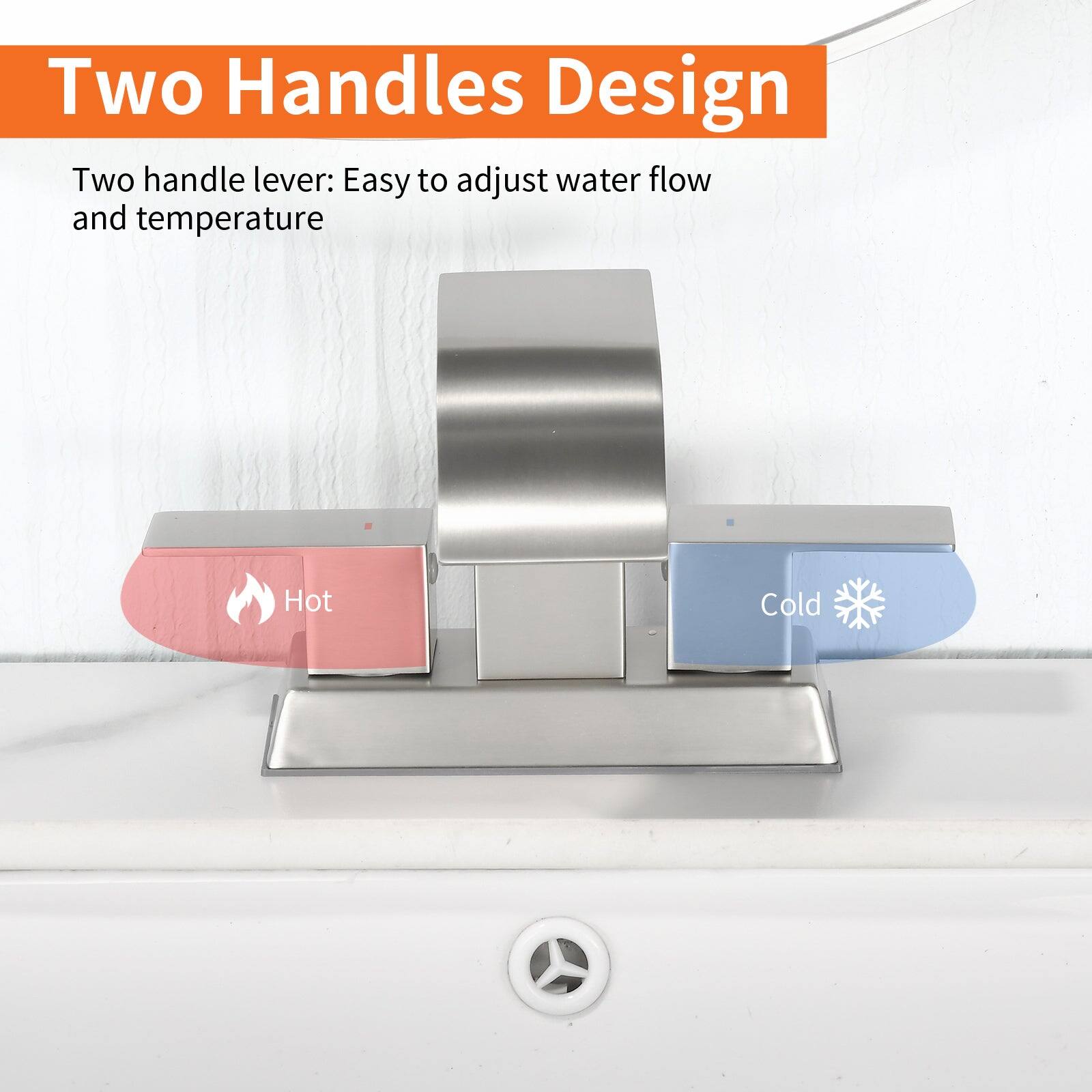 Two Handles Design

Two handle lever: Easy to adjust water flow and temperature

Hot

Cold
