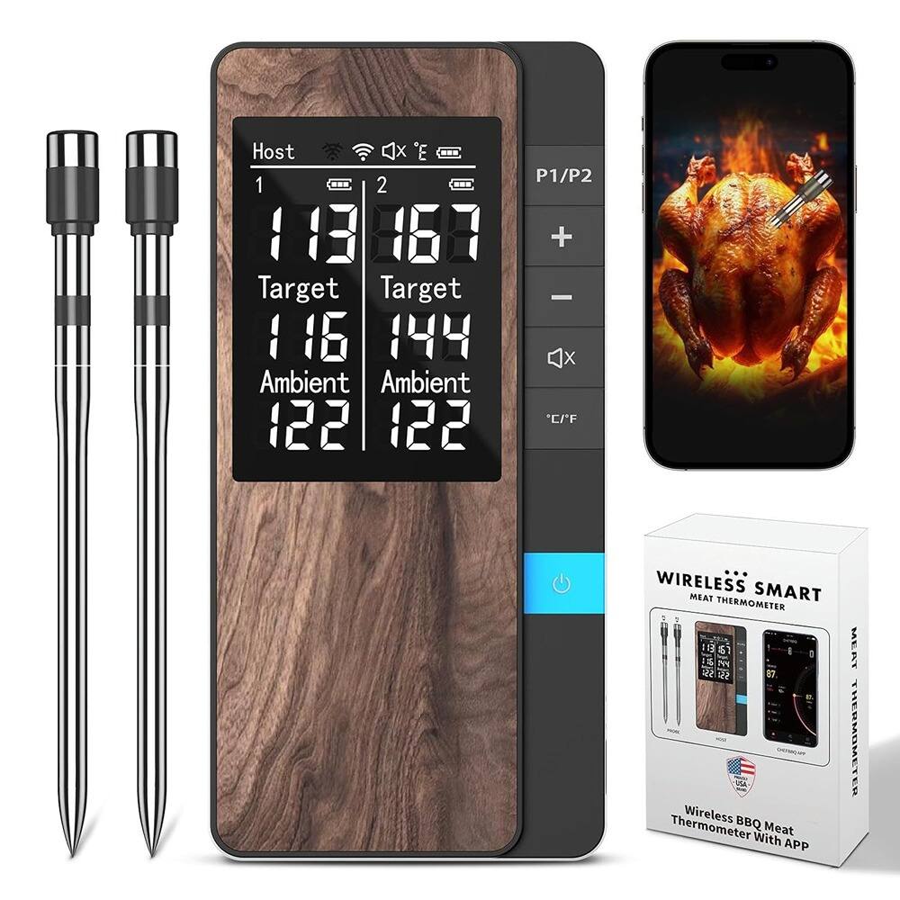 PARKER SLATER - Wireless Meat Thermometer | Bluetooth, Ultra-Thin Probes, App Recipes