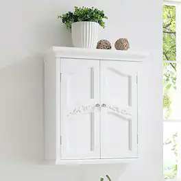 Hivvago - French Classic Style 2 Door Bathroom Wall Cabinet - White