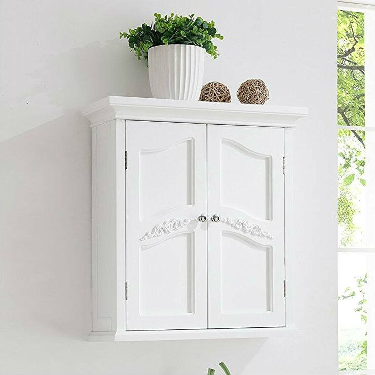 Front. Hivvago - French Classic Style 2 Door Bathroom Wall Cabinet in White - White.
