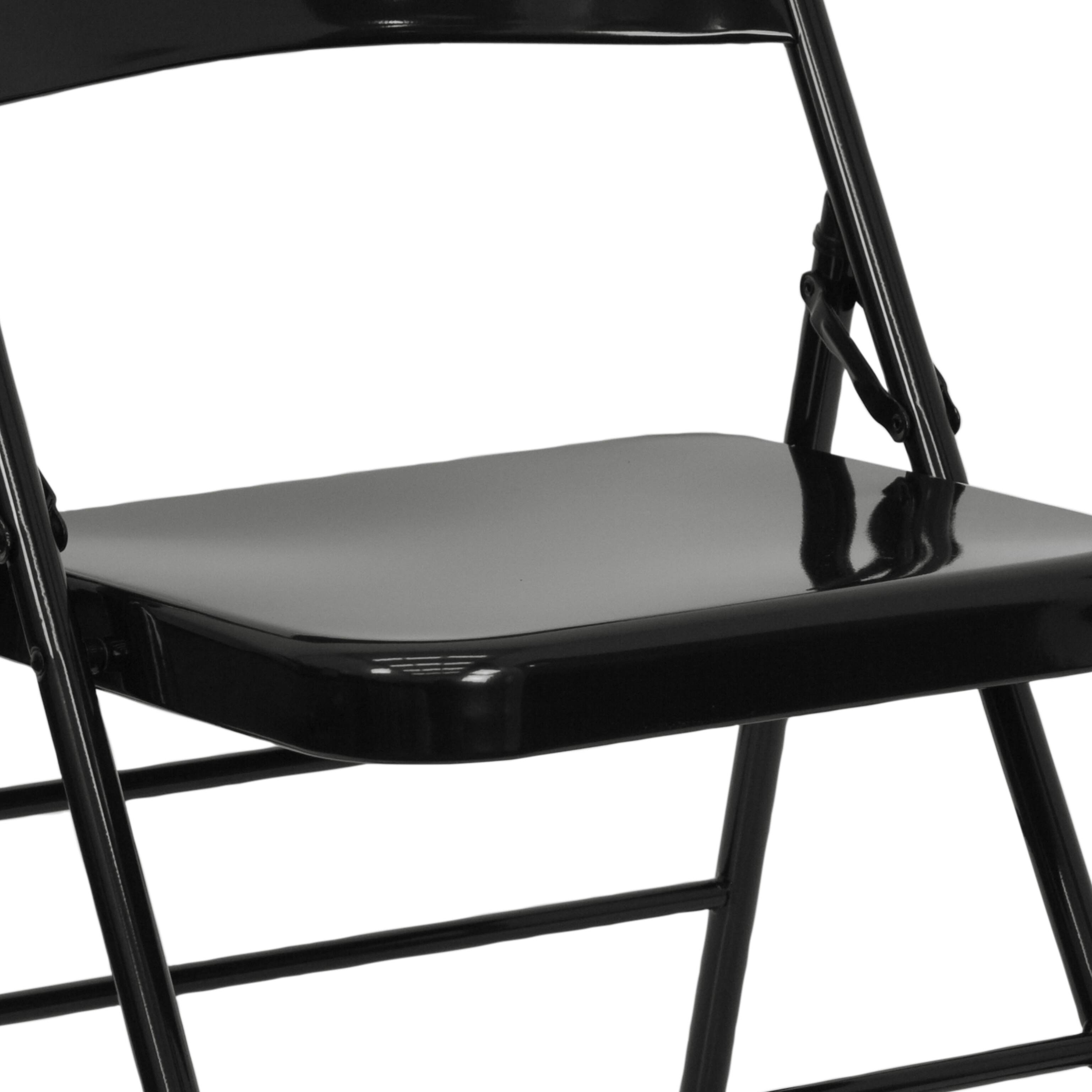 Alt View 10. Emma + Oliver - 4 Pack Triple Braced & Double Hinged Metal Folding Chair - Black.