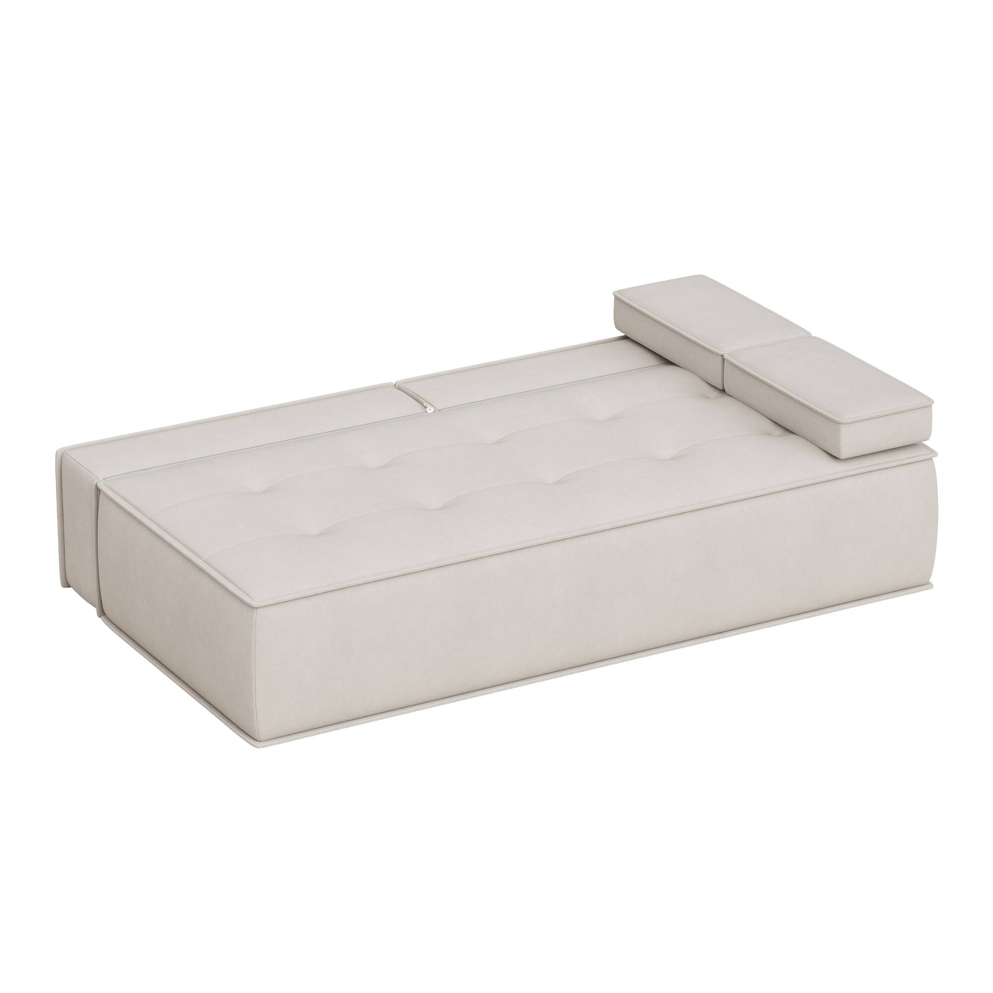 Alt View 5. luck idea - 79" Multi-Functional Fabric Sleeper Sofa, Convertible Couch Bed with Supportive Foam Cushion for Apartment & Studio - White.