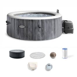 Intex - PureSpa Deluxe Spa Set 140 Bubble Jet Hot Tub with Cover, 77"x28" - greywood