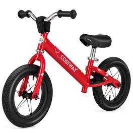 Costway - 12 Inch Toddler Balance Bike No Pedal Training Bicycle with Inflatable Rubber Tires - Red