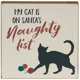 BreeBe - *My Cat Is On Santa's Naughty List Square Block - Multicolor