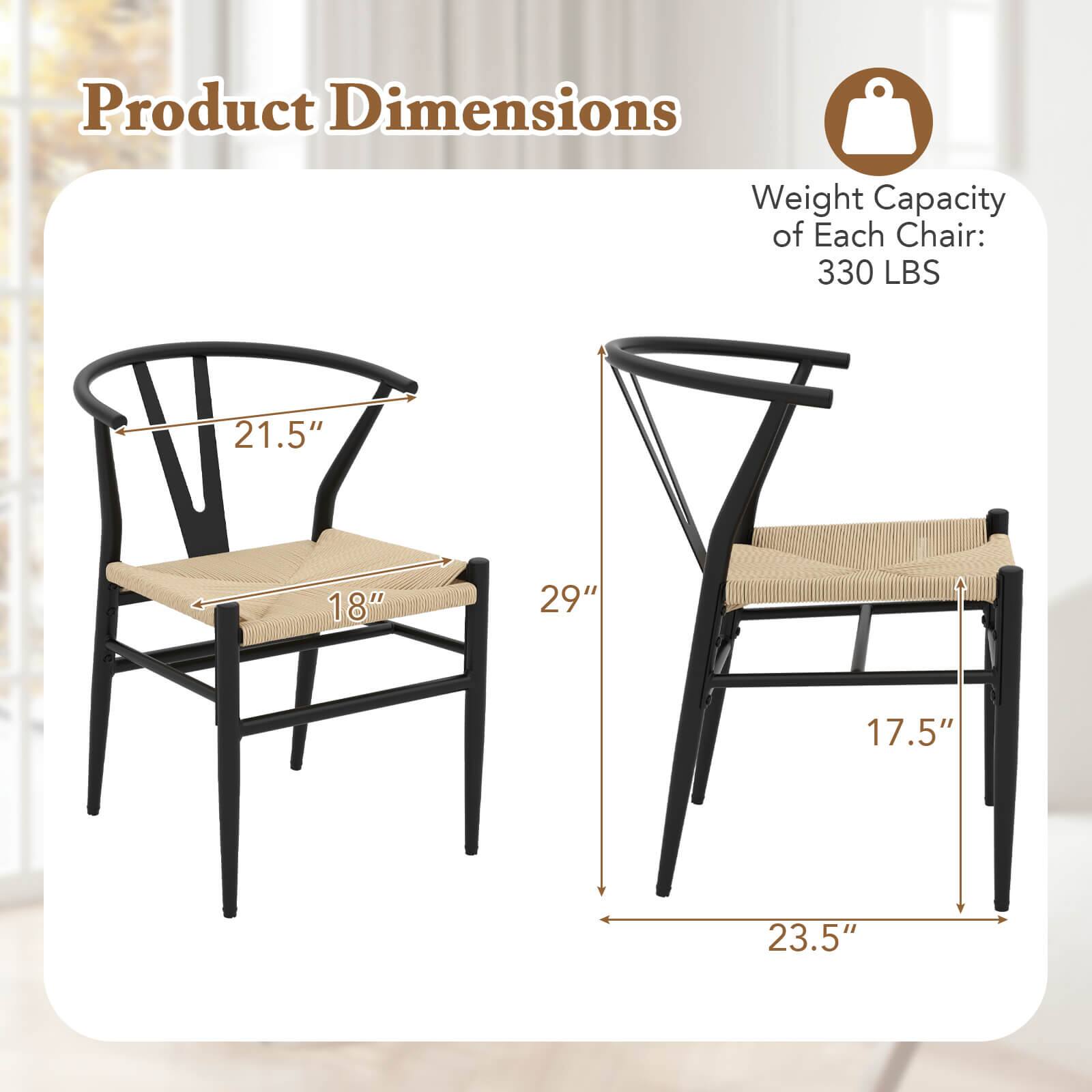 Product Dimensions

Weight Capacity of Each Chair: 330 LBS

- Width: 21.5"
- Depth: 18"
- Height: 29"
- Seat Height: 17.5"
- Overall Width: 23.5"