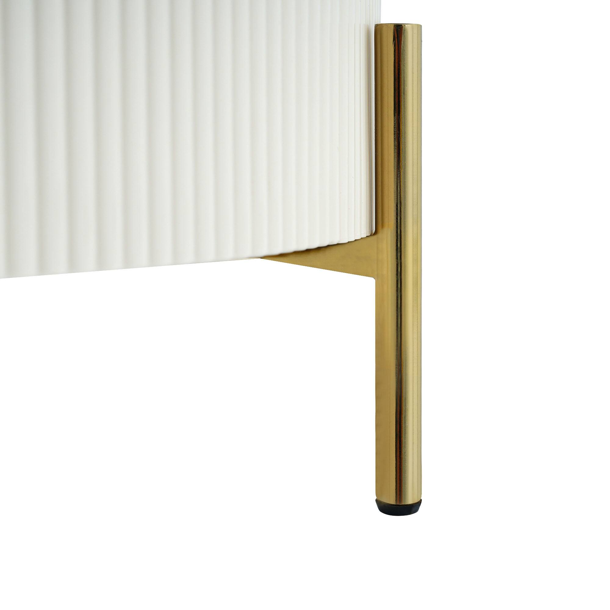 Alt View 9. Tiramisubest - Modern Round Coffee Table with 2 large Drawers Storage Accent Table(31.5") - Off White.