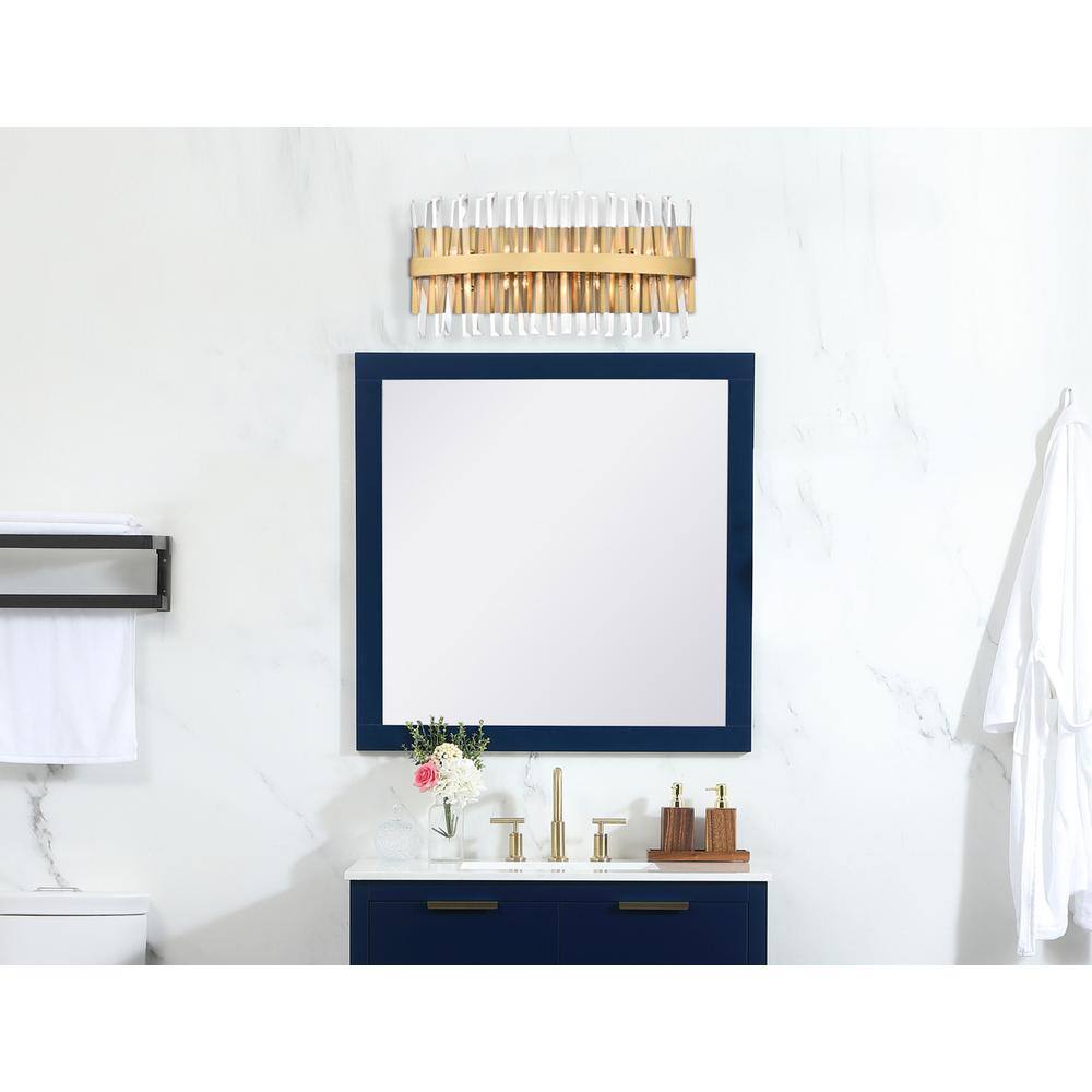 Angle. Elegant Lighting - Serephina 24 inch crystal bath sconce in satin gold - Satin Gold.