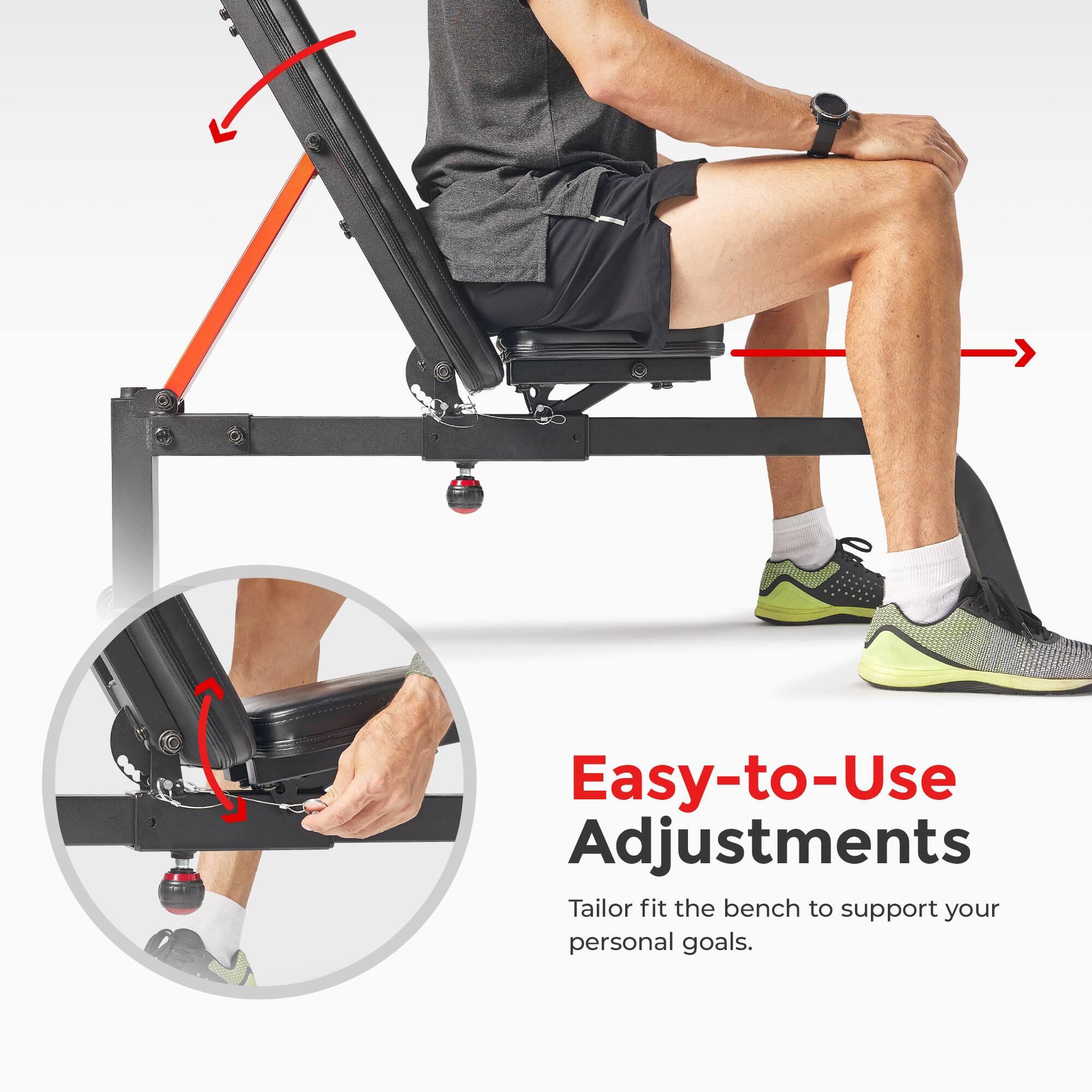 Easy-to-Use Adjustments

Tailor fit the bench to support your personal goals.