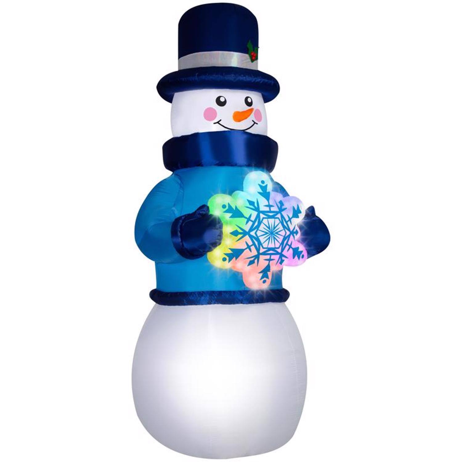 Front. Gemmy - Gemmy Airblown LED Lightshow Rainbow Wave Snowman 12 ft. Inflatable - Multicolored.