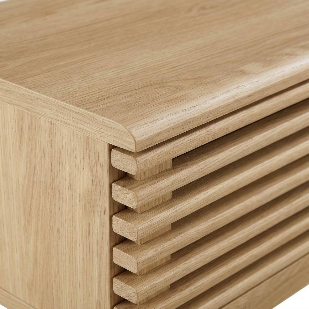 Alt View 1. FurniFact - Wooden brown TV stand with spacious surface and modern design - Brown.