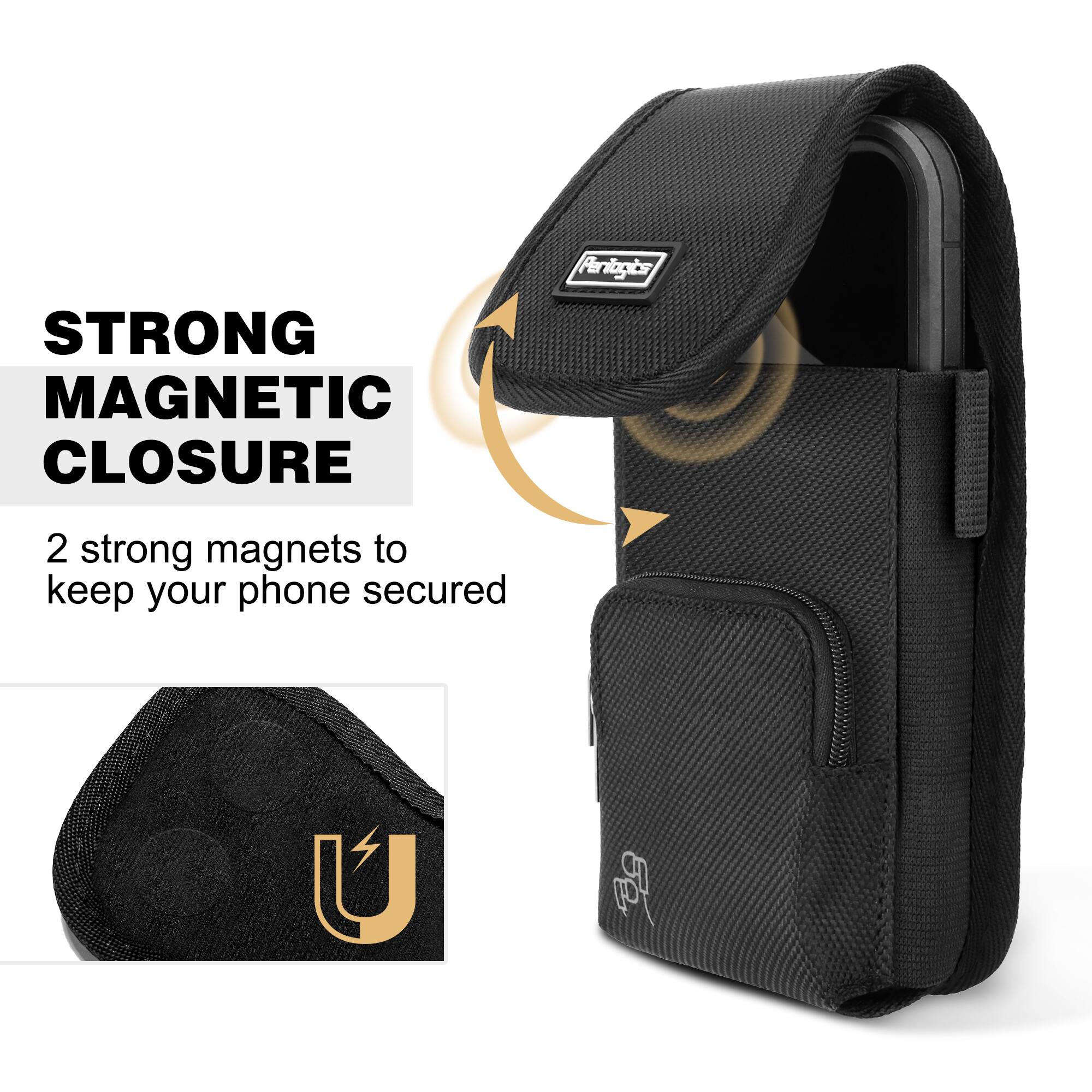 STRONG MAGNETIC CLOSURE  
2 strong magnets to keep your phone secured