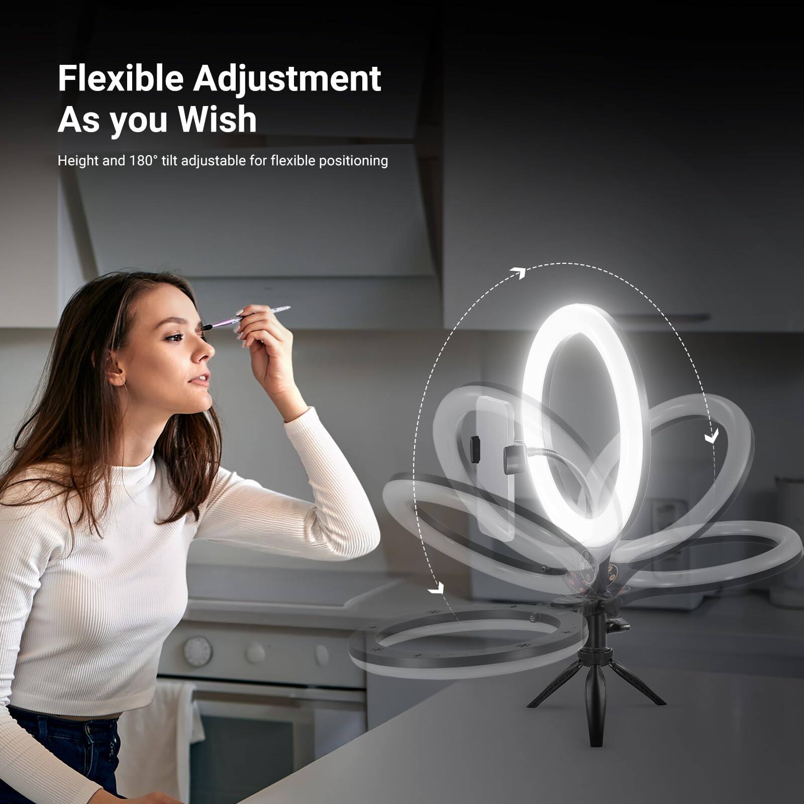 Flexible Adjustment As you Wish  
Height and 180° tilt adjustable for flexible positioning