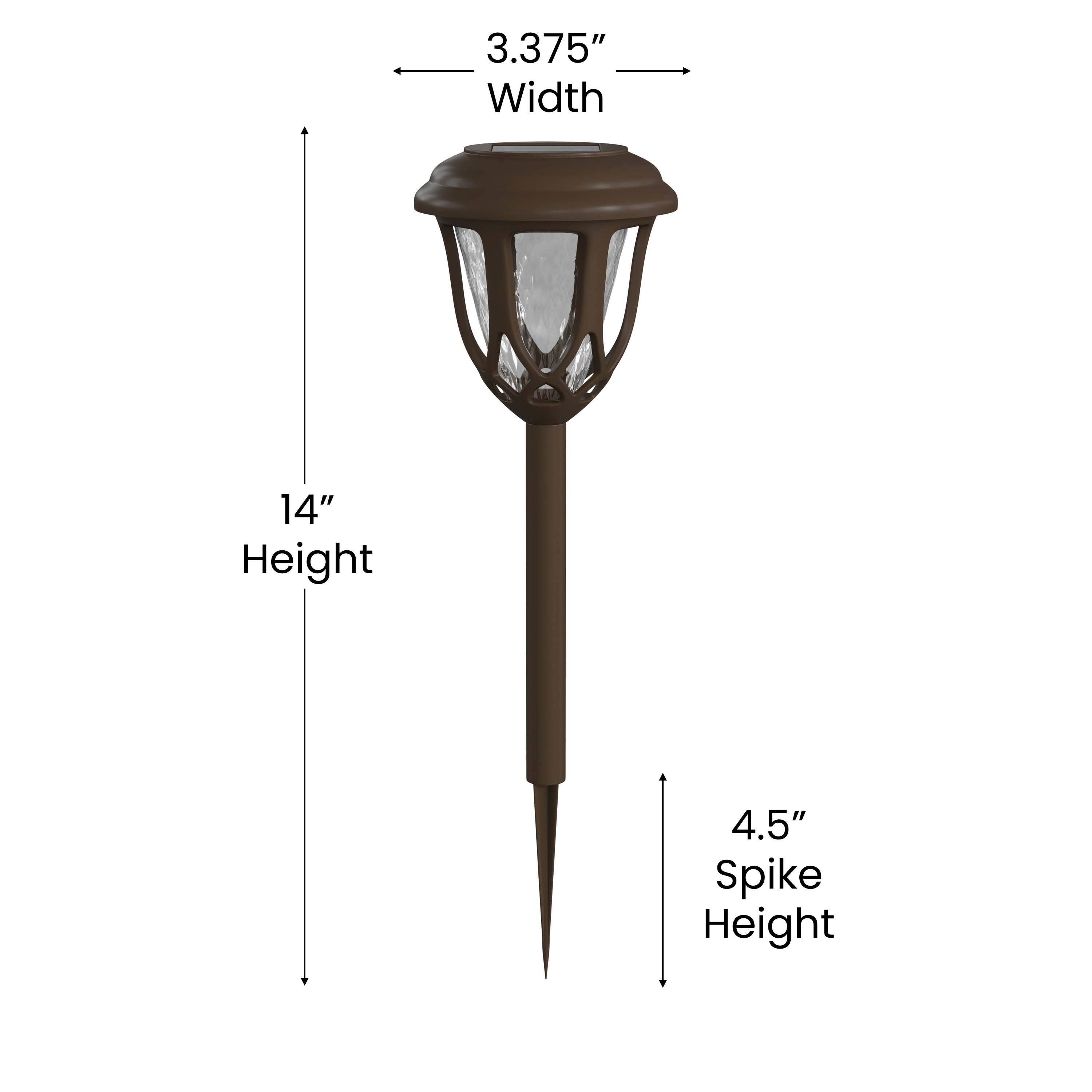 3.375" Width  
14" Height  
4.5" Spike Height