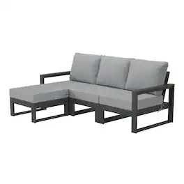 WestinTrends - Montara 4-Piece Outdoor HDPE Patio Sofa Sectional Set with Waterproof Cushions - Light Gray