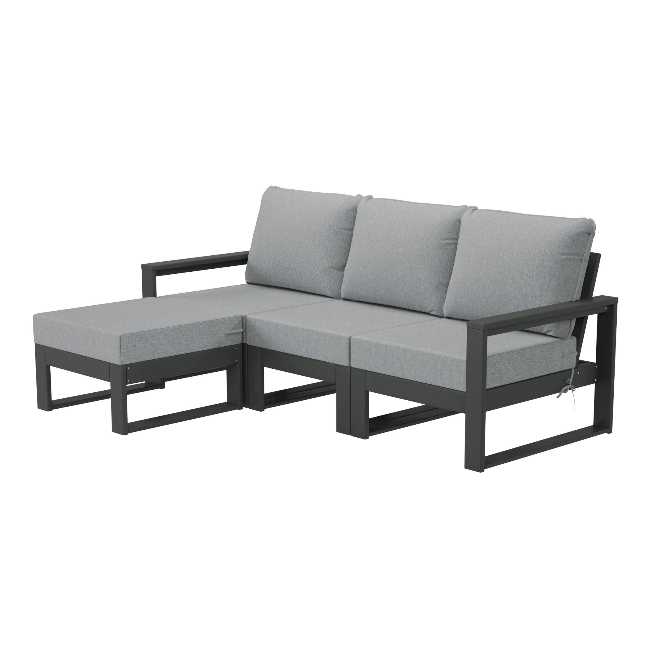 Front. WestinTrends - WestinTrends Montara 4-Piece Outdoor HDPE Patio Sofa Sectional Set with Waterproof Cushions - Light Gray.