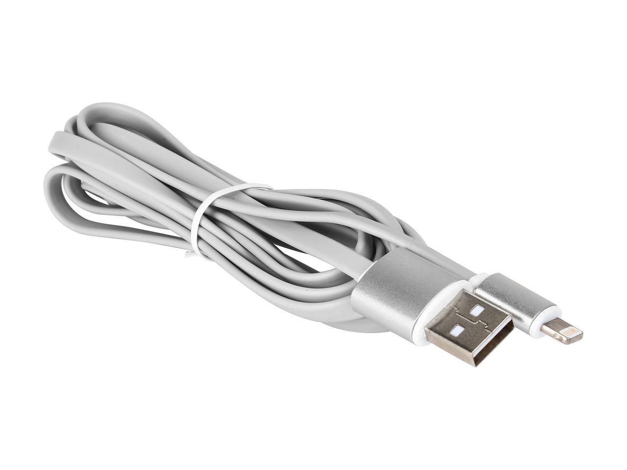 Alt View 1. Nippon Labs - Nippon Labs USB-LI-6-SL Silver Aluminum MFI Lightning Flat Cable with Silver Connetors and Silver Cable.