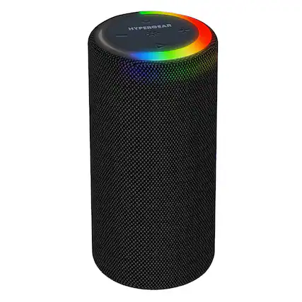 Front. HyperGear - Halo XL Waterproof True Wireless Stereo Portable Bluetooth® Speakerphone with LED Light Ring, 15886 - Black.