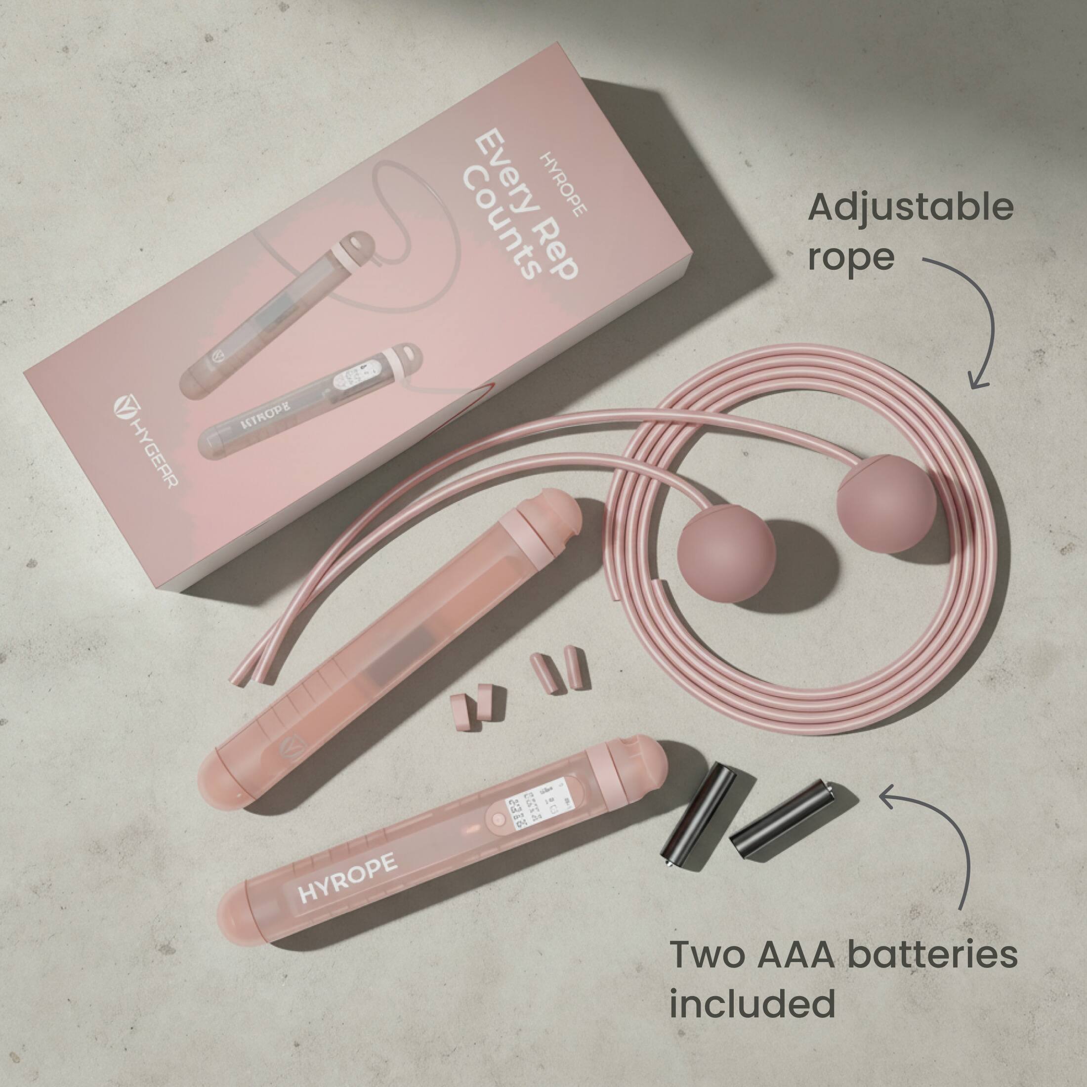 HYGEAR K STROPE 5 Counts Every HYROPE Rep Adjustable rope HYROPE - - !  
E: Two AAA batteries included