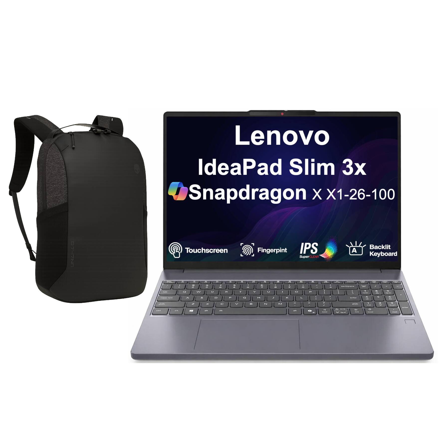 Lenovo IdeaPad Slim 3x  
Snapdragon X X1-26-100  
HTNN  
Touchscreen  
Fingerprint  
IPS SuperOLED  
Backlit Keyboard