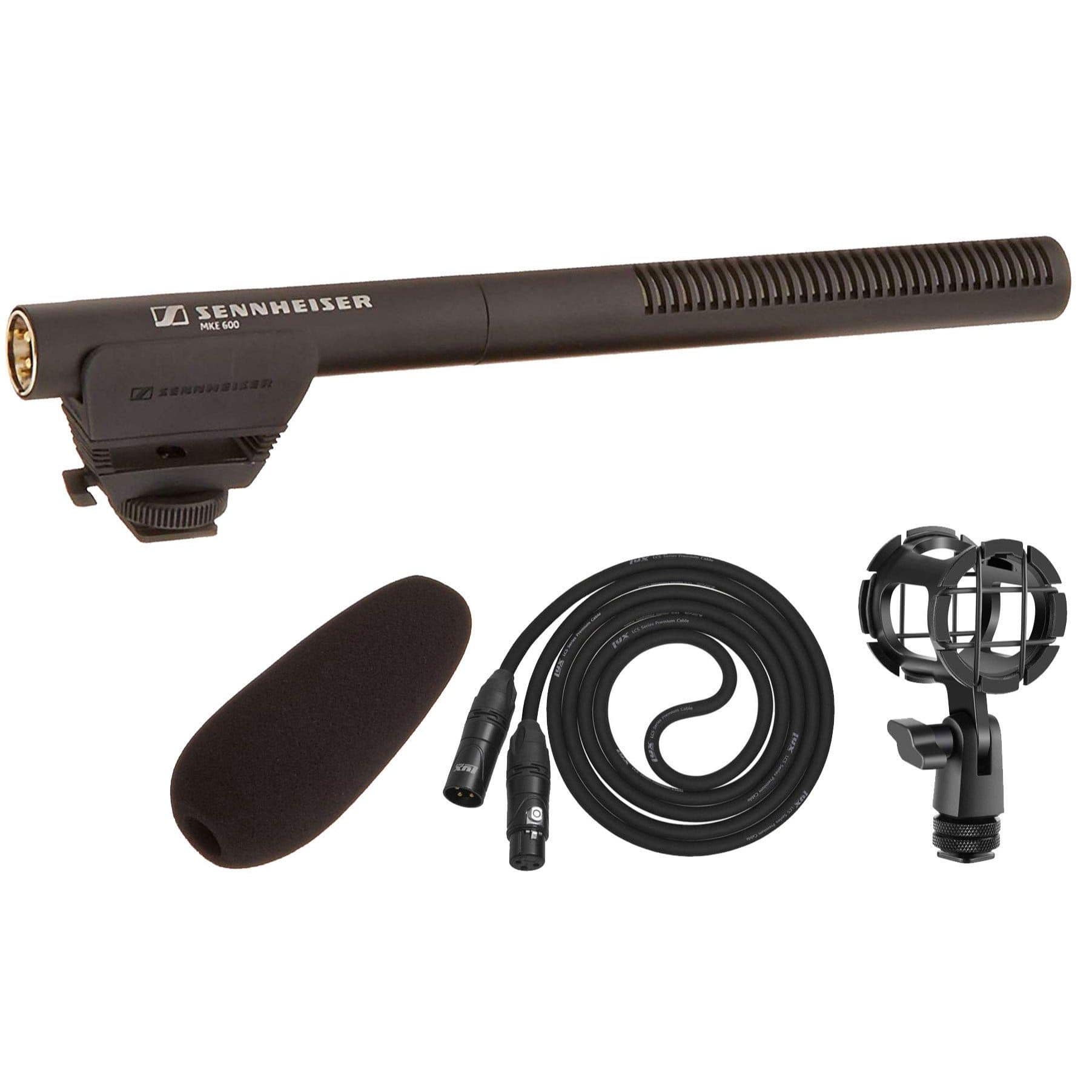 Sennheiser - MKE 600 Shotgun Microphone Kit — XLR Video Mic with Shockmount, Cable & Foam Windscreen