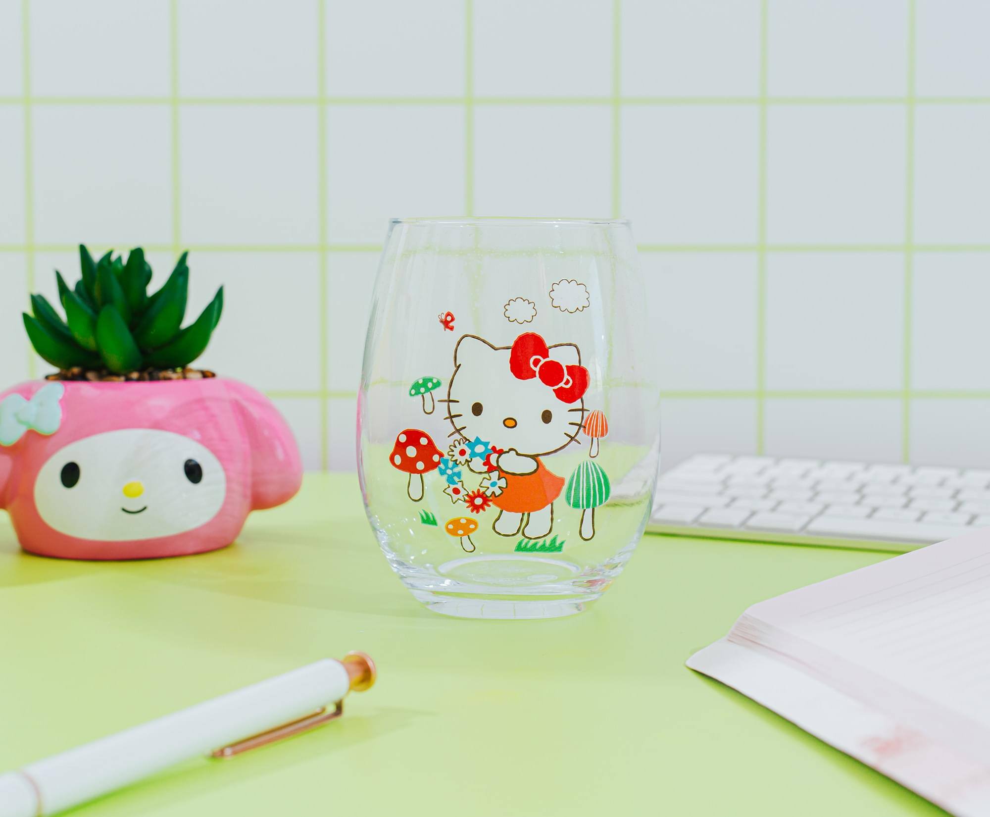 Alt View 10. Hello Kitty - Sanrio Hello Kitty Mushrooms Stemless Wine Glass | Holds 20 Ounces - Red.