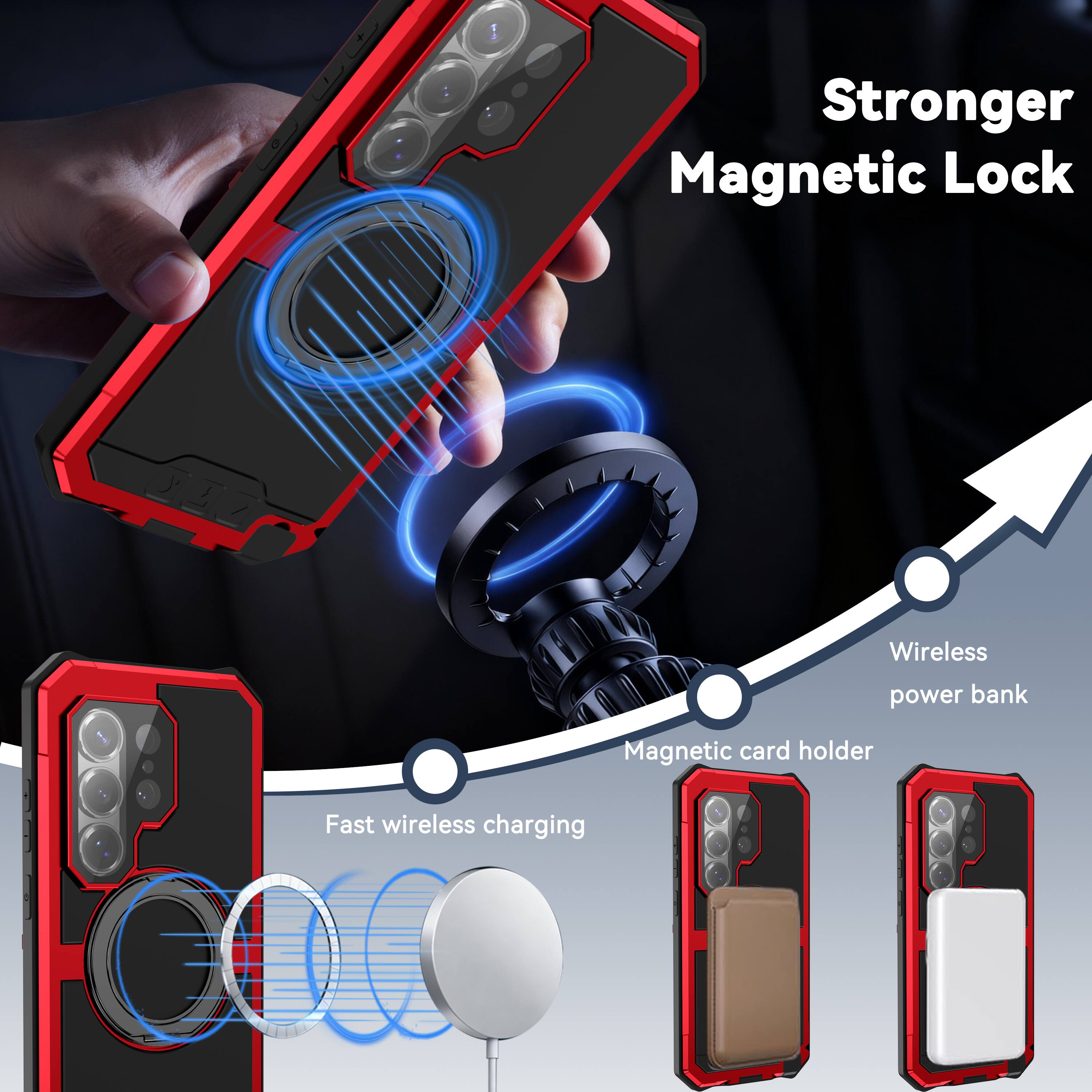 Stronger Magnetic Lock  
Wireless power bank  
Magnetic card holder  
Fast wireless charging