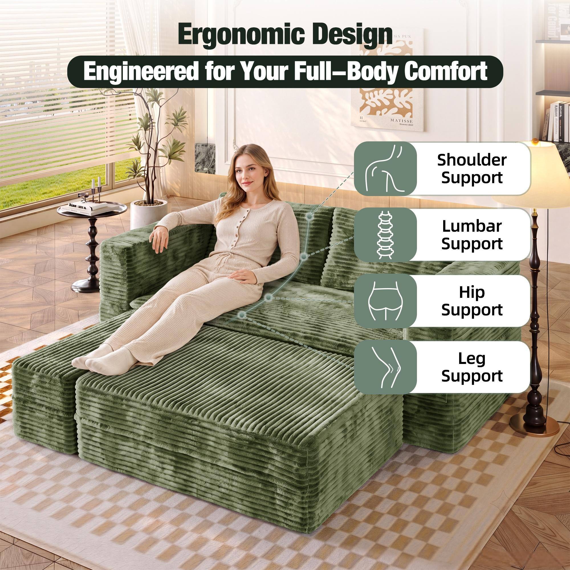 Ergonomic Design  
Engineered for Your Full-Body Comfort

Shoulder Support  
Lumbar Support  
Hip Support  
Leg Support