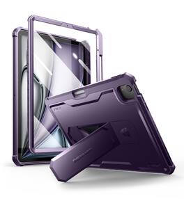 Dexnor - Case for iPad Air 13” M4/M3/M2 with 360° Rotating Hand Strap& Screen Protector Shockproof Full-Body Bumper Cover - Phantom Purple